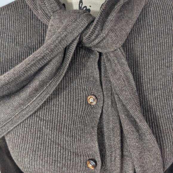 NWOT Rebecca Taylor Womens Silk Cashmere Buttoned Hooded Sweater Brown Size S - Picture 4 of 14